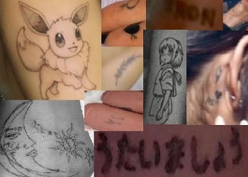 A picture of Ariana Grande's tattoos.